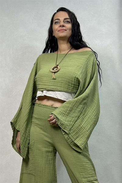 Bia Müslin Bluz Sage Green- Yeşil