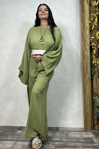 Bia Müslin Bluz Sage Green- Yeşil