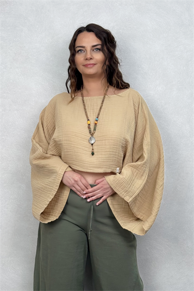 Bia Müslin Bluz Sand - Kum Beji