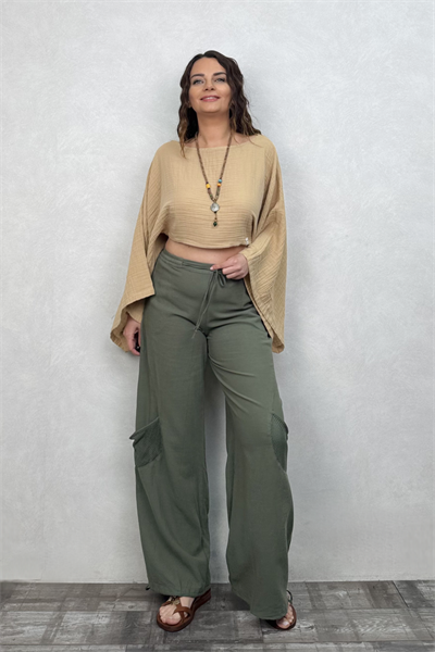 Bia Müslin Bluz Sand - Kum Beji