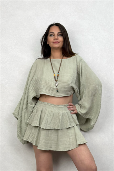 Bia Müslin Bluz Sea Green - Su Yeşili