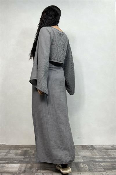 Bia Müslin Etek Dark Grey- Antrasit