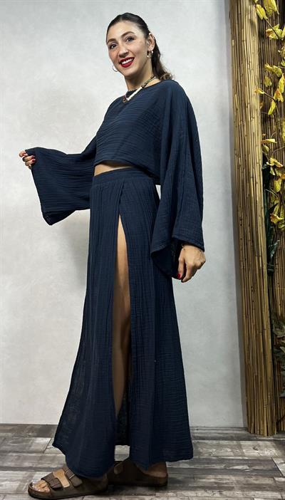Bia Müslin Etek Midnight Navy- Lacivert