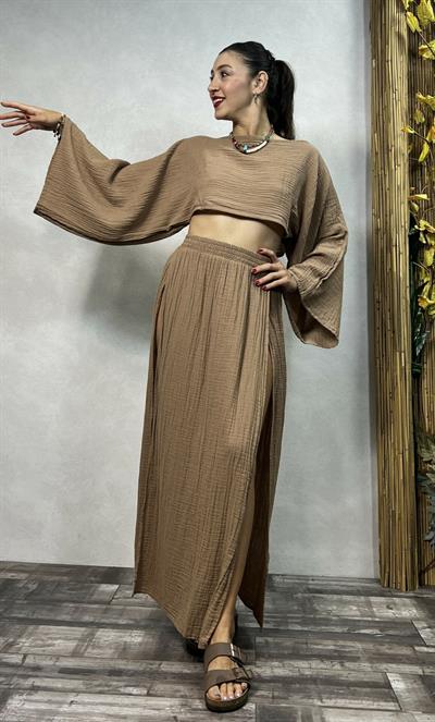 Bia Müslin Etek Praline - Kahve