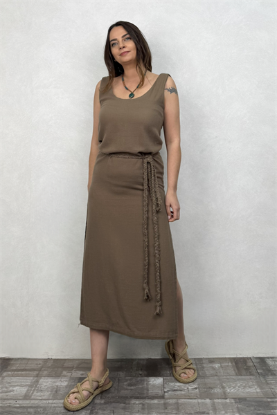 Blanca Bias Nature Elbise - Neutral Brown Doğal Kahve