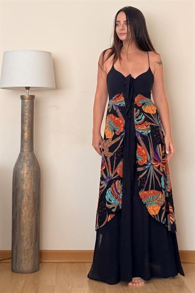 Blossom Bohem Elbise -Siyah
