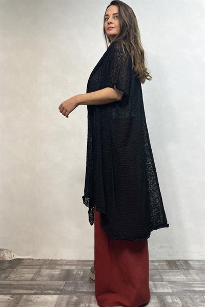 Boho Tasarım Merserize Hırka - Siyah