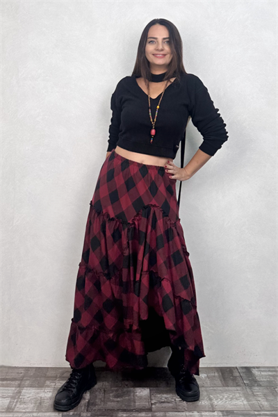 Carmen Ekose Maxi Etek - Bordo