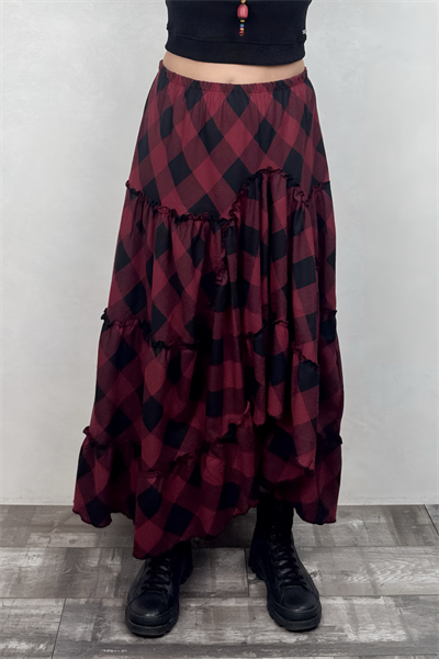 Carmen Ekose Maxi Etek - Bordo