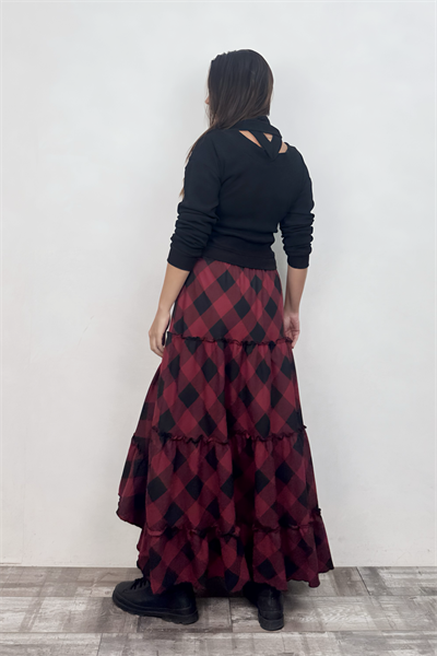 Carmen Ekose Maxi Etek - Bordo