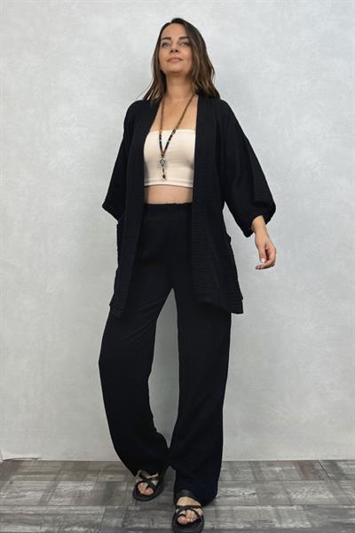 Ceres Müslin Kimono - Siyah