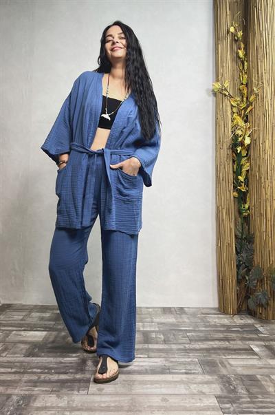 Ceres Müslin Kimono Moonligt Blue- Mavi
