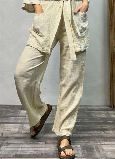 Ceres Müslin Pantolon Beige - Bej
