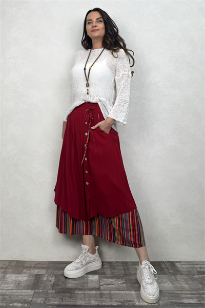 Çift Katlı Polly Gypsy Etek - Kırmızı