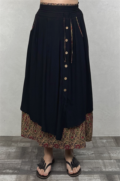 Çift Katlı Polly Gypsy Etek - Siyah Pera
