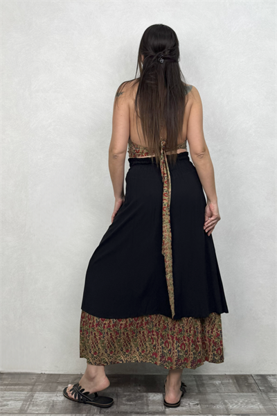 Çift Katlı Polly Gypsy Etek - Siyah Pera