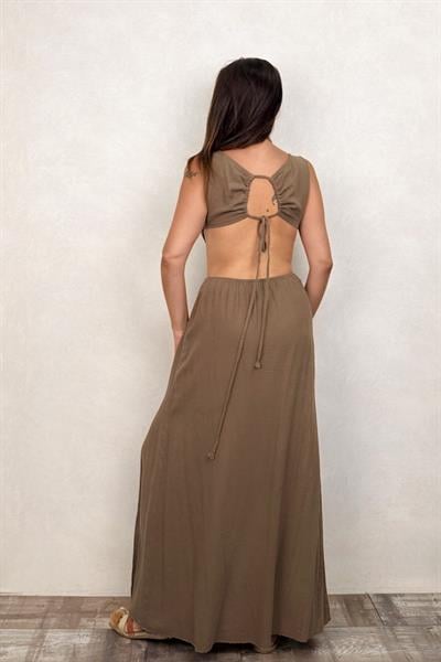 Blanca Diana Premium Elbise - Neutral Brown Doğal Kahve
