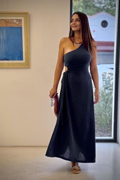 Blanca Diana Tek Omuz Elbise  - Midnight Navy Lacivert