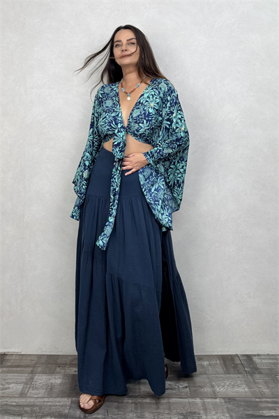 Dione Müslin Etek Midnight Navy - Petrol