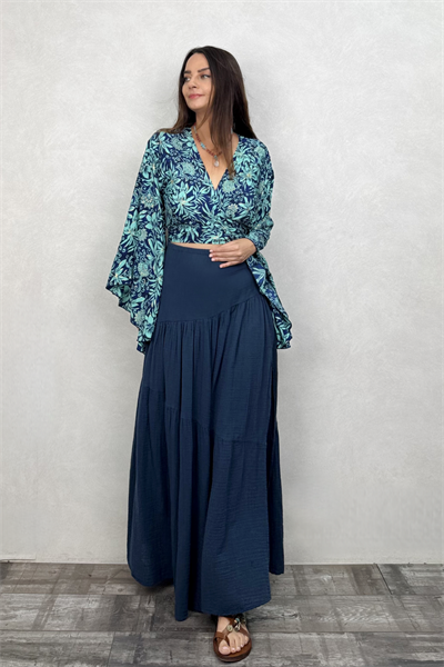 Dione Müslin Etek Midnight Navy - Petrol