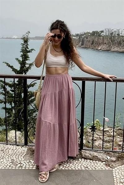 Dione Müslin Etek Wood Rose - Yaban Gülü