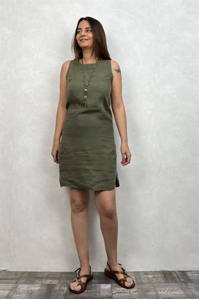 Blanca Dolce Keten Elbise - Haki