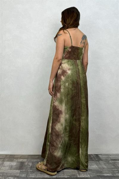 Düğüm Detaylı Batik Elbise - Haki