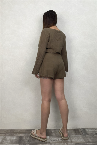 Echo Şortlu Tulum - Neutral Brown -Doğal Kahve