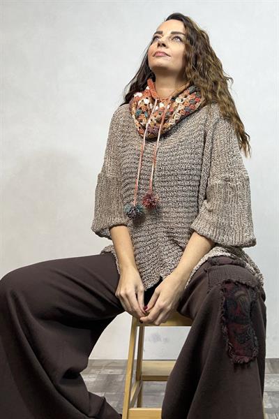 El Örgüsü Batik Balaclava - Toprak