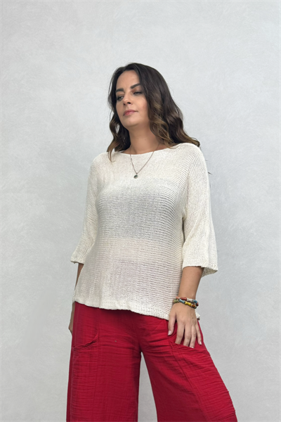Fit Merserize Bluz - Ekru