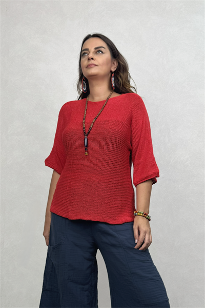 Fit Merserize Bluz - Kırmızı