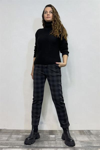 Flexi Ekose Pantolon - Antrasit Siyah