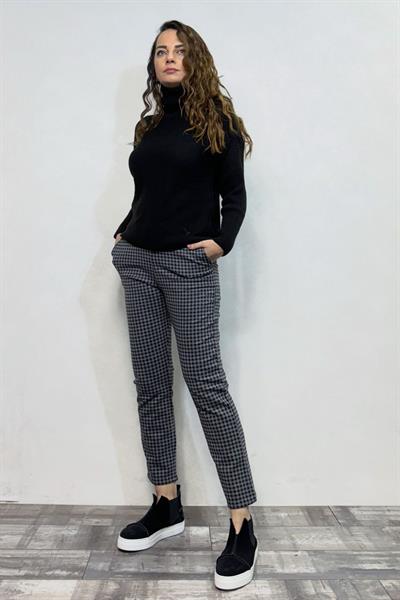 Flexi Ekose Pantolon - Gri Siyah
