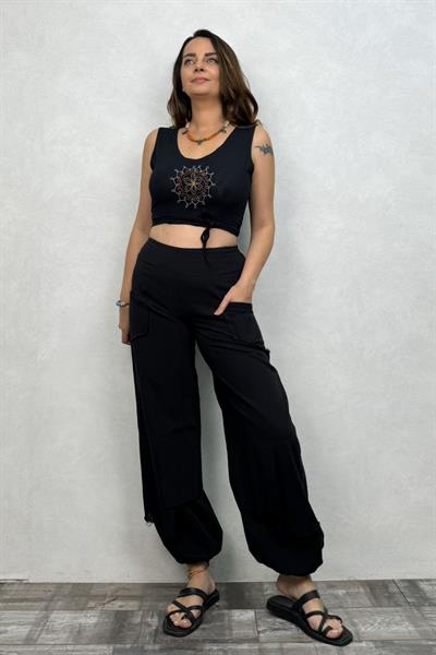Fuga Crop Bluz- Siyah