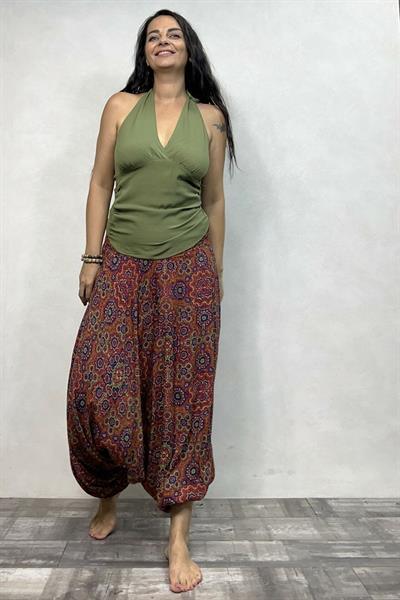 Gipe Bel Detaylı Bohem Şalvar - Retro Desen