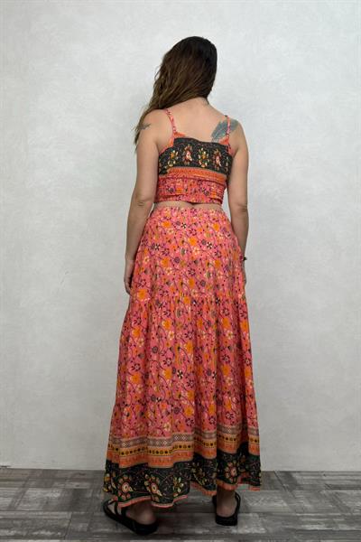 Gypsy Bohem Crop Bluz - Pembe