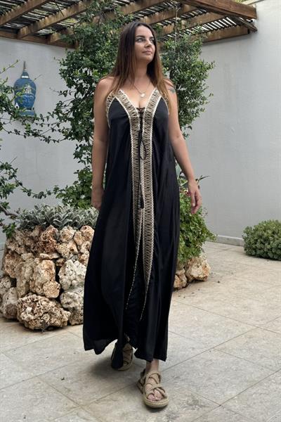 Hermes Tasarım İpek Elbise - Siyah