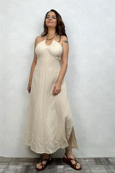 Blanca Imera Elbise -Bej