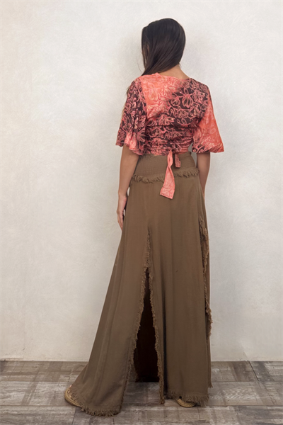 İpek Bolero Bluz - Orange Kahve
