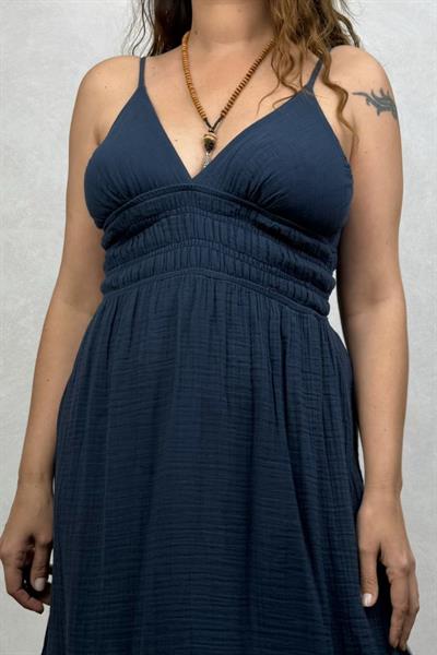 Blanca Irıs İp Askılı Müslin Elbise - Midnight Navy Petrol