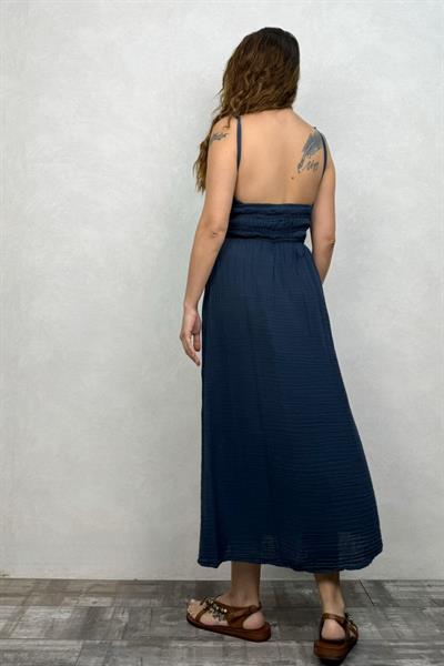 Blanca Irıs İp Askılı Müslin Elbise - Midnight Navy Petrol