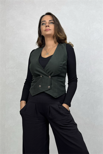 Juana Kaşe Yelek - Acı Yeşil