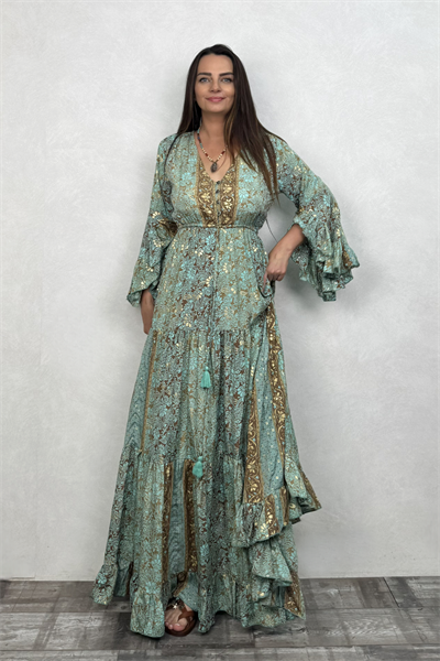 Juliana İpek Elbise - Mint