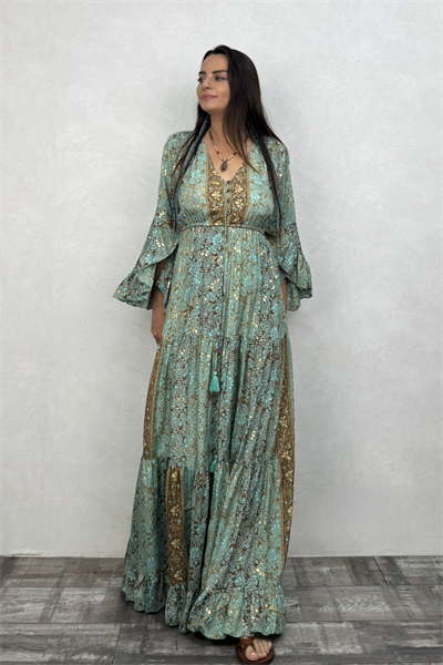 Juliana İpek Elbise - Mint