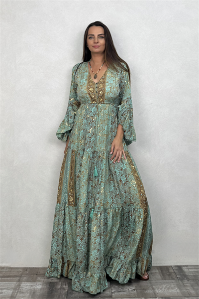 Juliana İpek Elbise - Mint