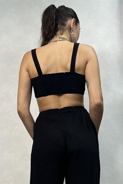Juno Müslin Crop - Siyah