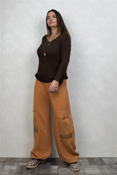 Kargo Model Gabardin Pantolon - Hardal