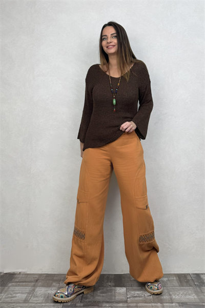 Kargo Model Gabardin Pantolon - Hardal