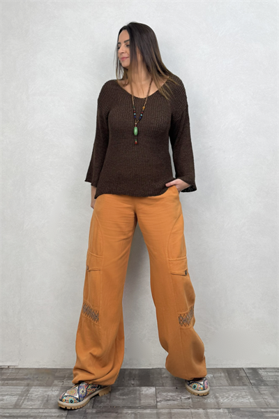 Kargo Model Gabardin Pantolon - Hardal