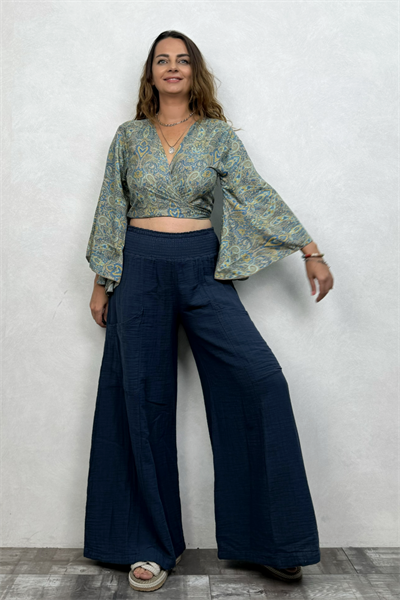 Kimono Kol İpek Bolero Bluz - Yeşil Sarı